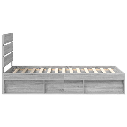 Bed Frame Grey Sonoma 75 x 190 cm Solid Pine Wood