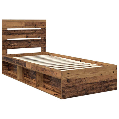 Bed Frame with Headboard Old Wood 75 x 190 cm Solid Pine Wood