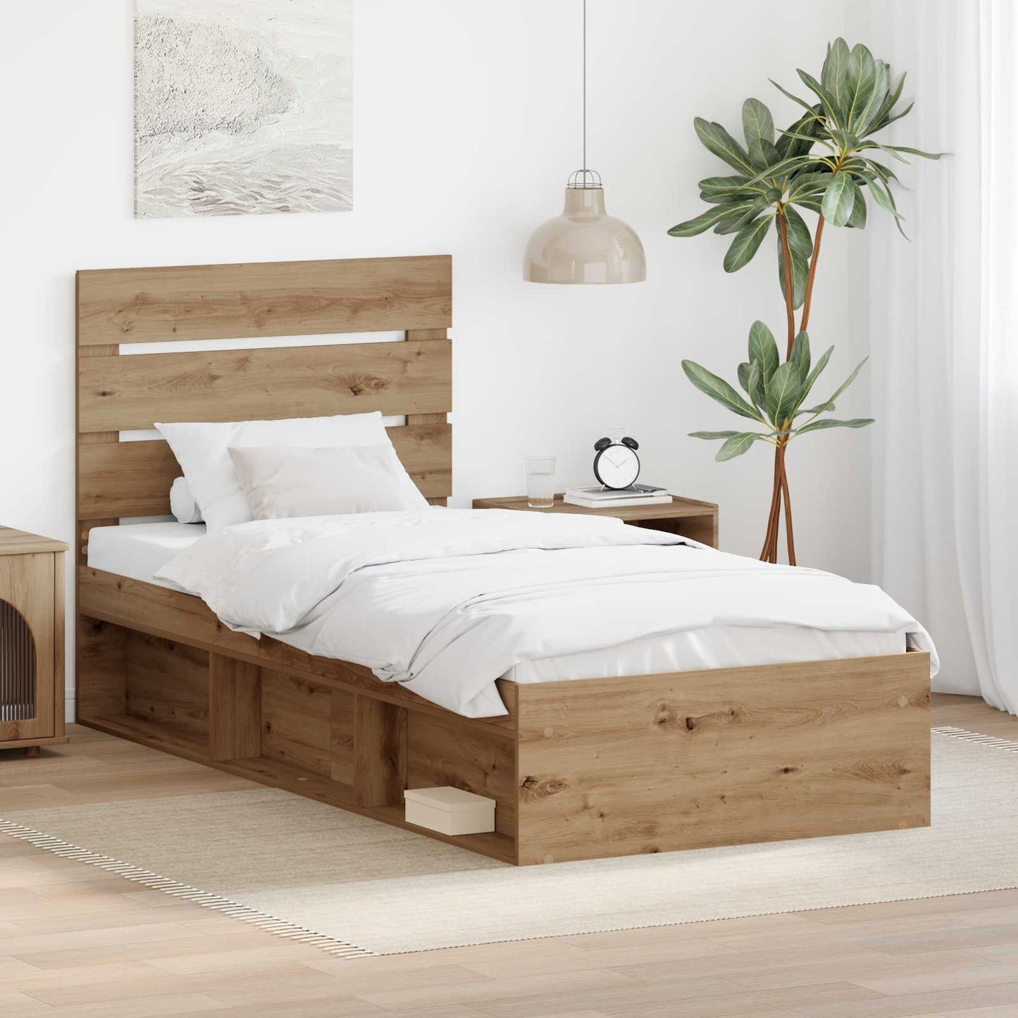 Bed Frame Artisian Oak 75 x 190 cm Solid Pine Wood