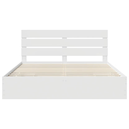 Bed Frame with Drawer White 200 x 200 cm Engineer Wood
