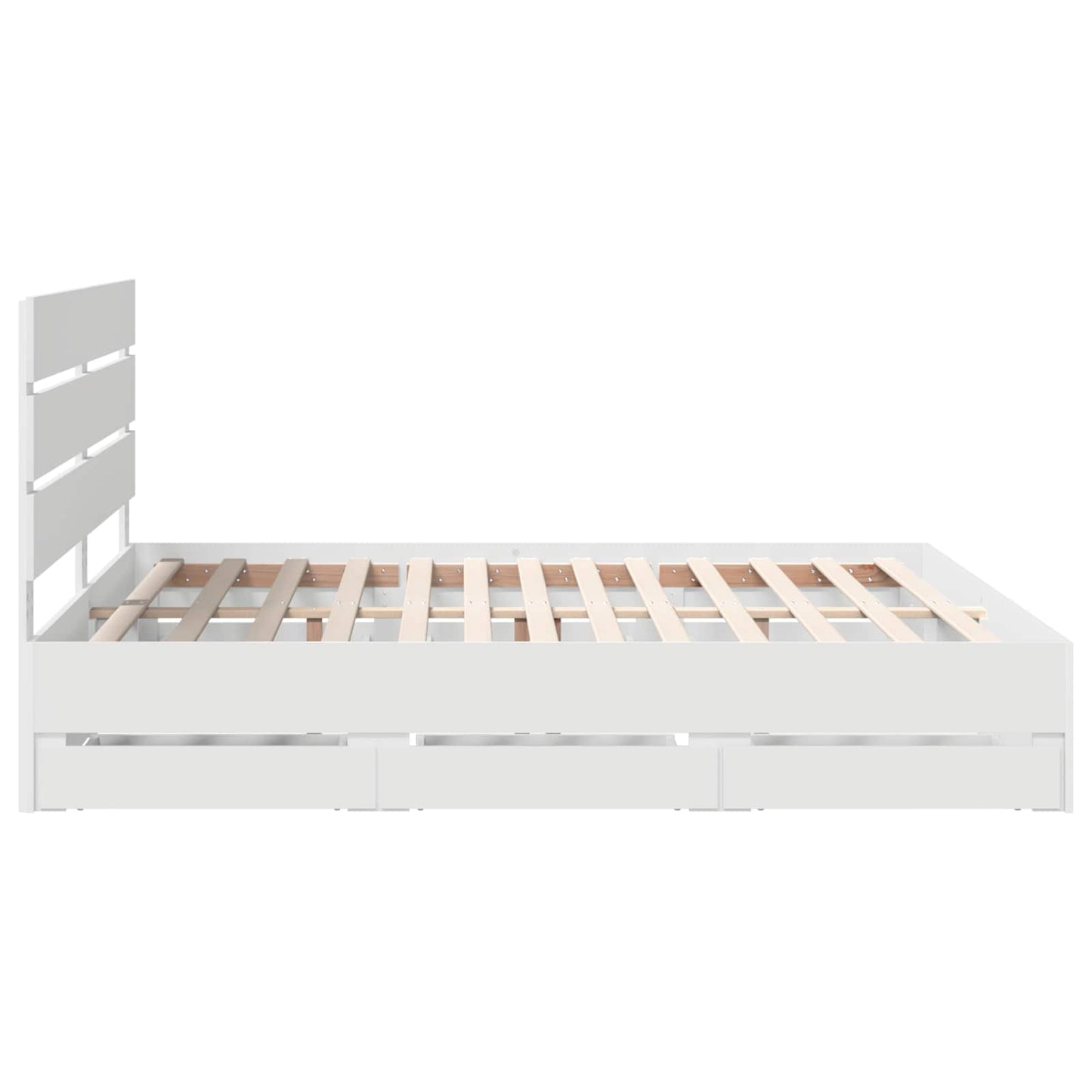 Bed Frame with Drawer White 200 x 200 cm Engineer Wood