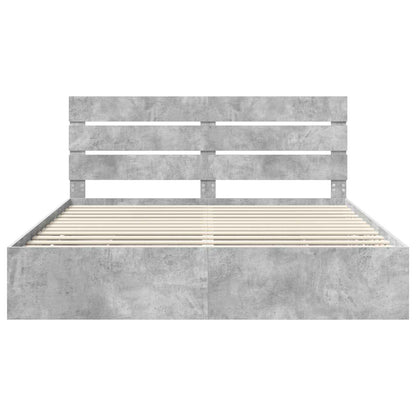 Bed Frame with Drawer Concrete Grey 200 x 200 cm Engineer Wood