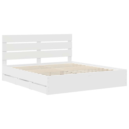 Bed Frame with Drawer White 180 x 200 cm Engineer Wood