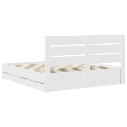 Bed Frame with Drawer White 180 x 200 cm Engineer Wood