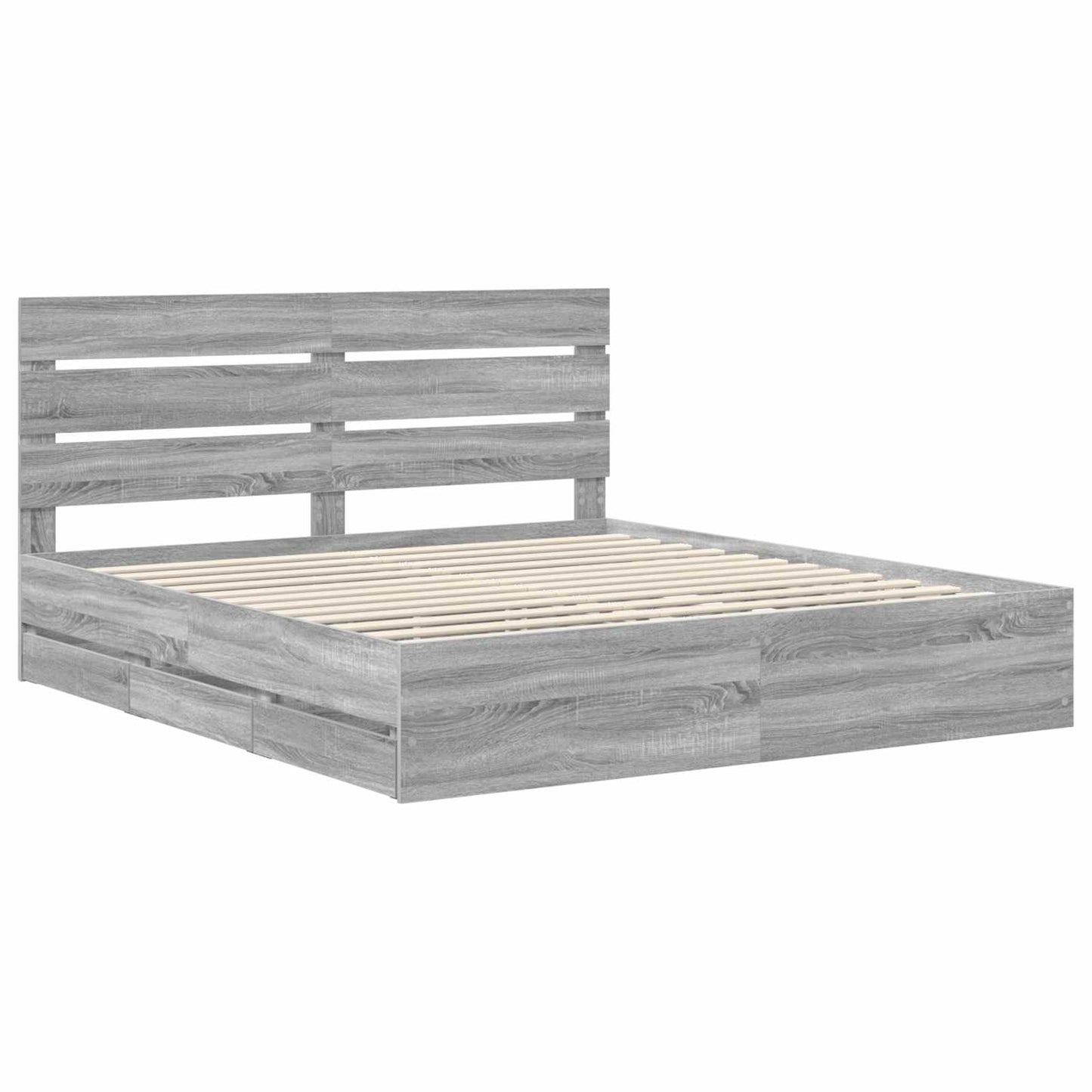 Bed Frame with Drawer Grey Sonoma 180 x 200 cm Engineer Wood