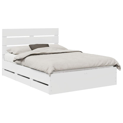 Bed Frame with Drawer White 160 x 200 cm Engineer Wood