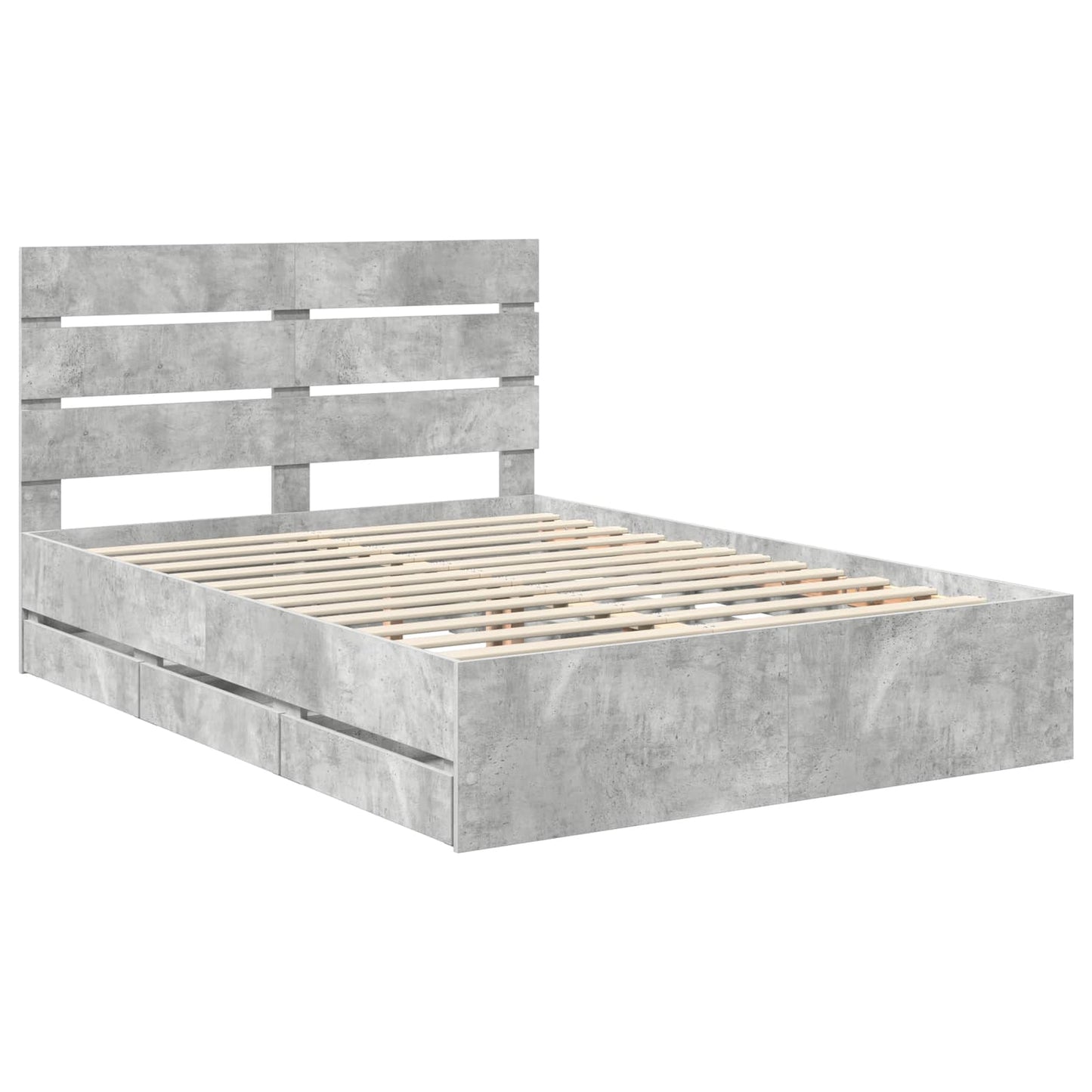 Bed Frame with Drawer Concrete Grey 160 x 200 cm Engineer Wood