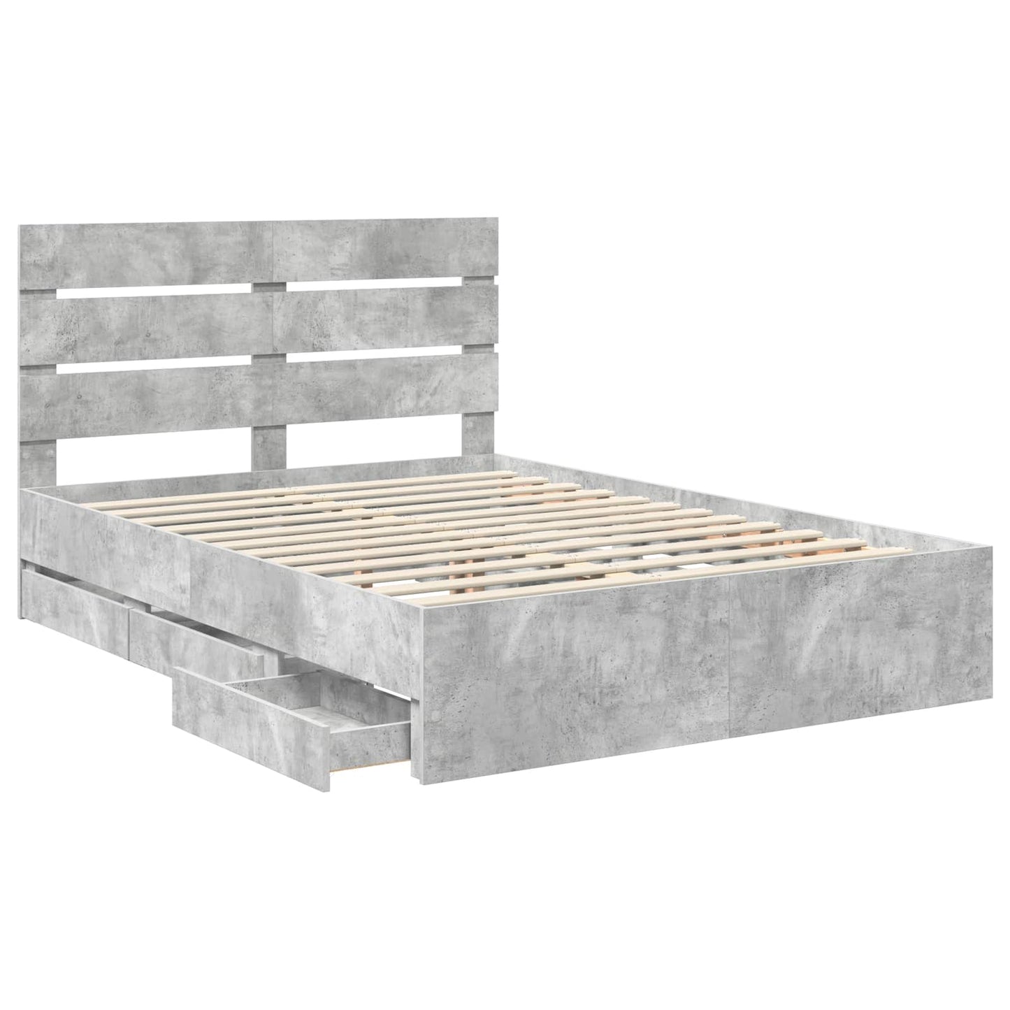 Bed Frame with Drawer Concrete Grey 160 x 200 cm Engineer Wood