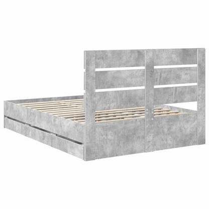 Bed Frame with Drawer Concrete Grey 160 x 200 cm Engineer Wood