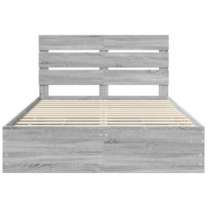 Bed Frame with Drawer Grey Sonoma 160 x 200 cm Engineer Wood