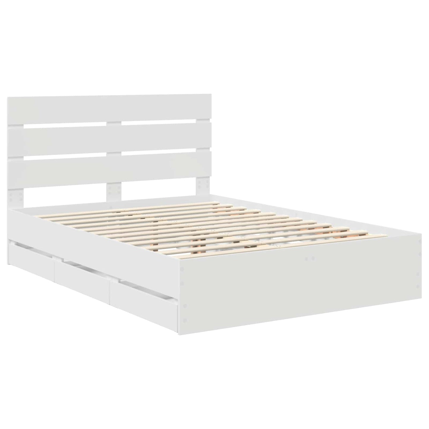 Bed Frame with Drawer White 150 x 200 cm Engineer Wood