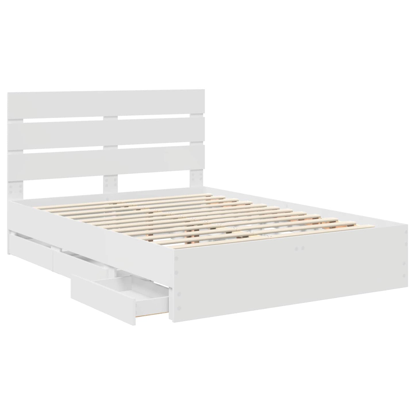 Bed Frame with Drawer White 150 x 200 cm Engineer Wood