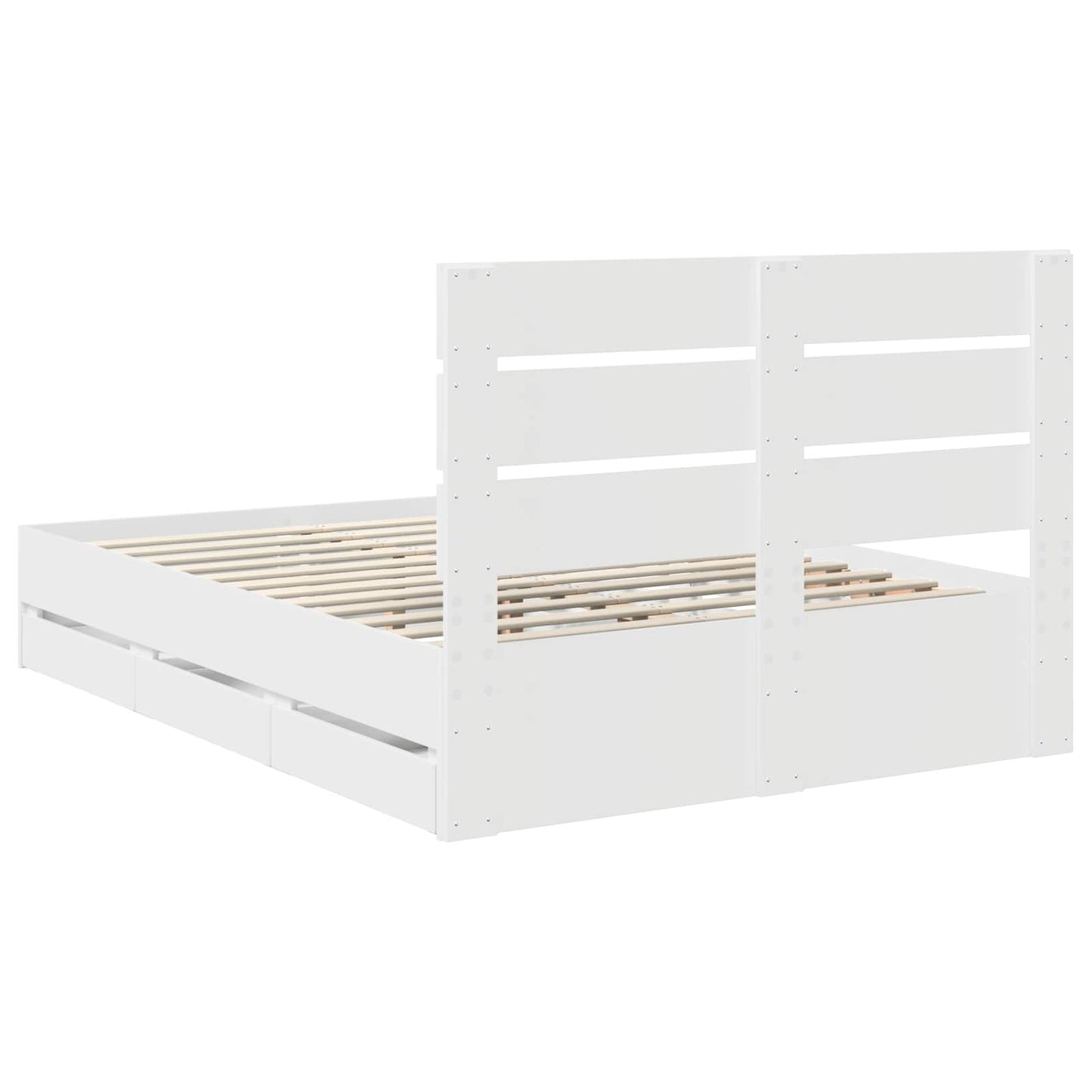 Bed Frame with Drawer White 150 x 200 cm Engineer Wood