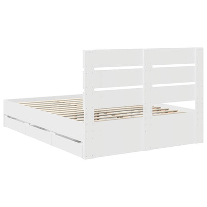 Bed Frame with Drawer White 150 x 200 cm Engineer Wood