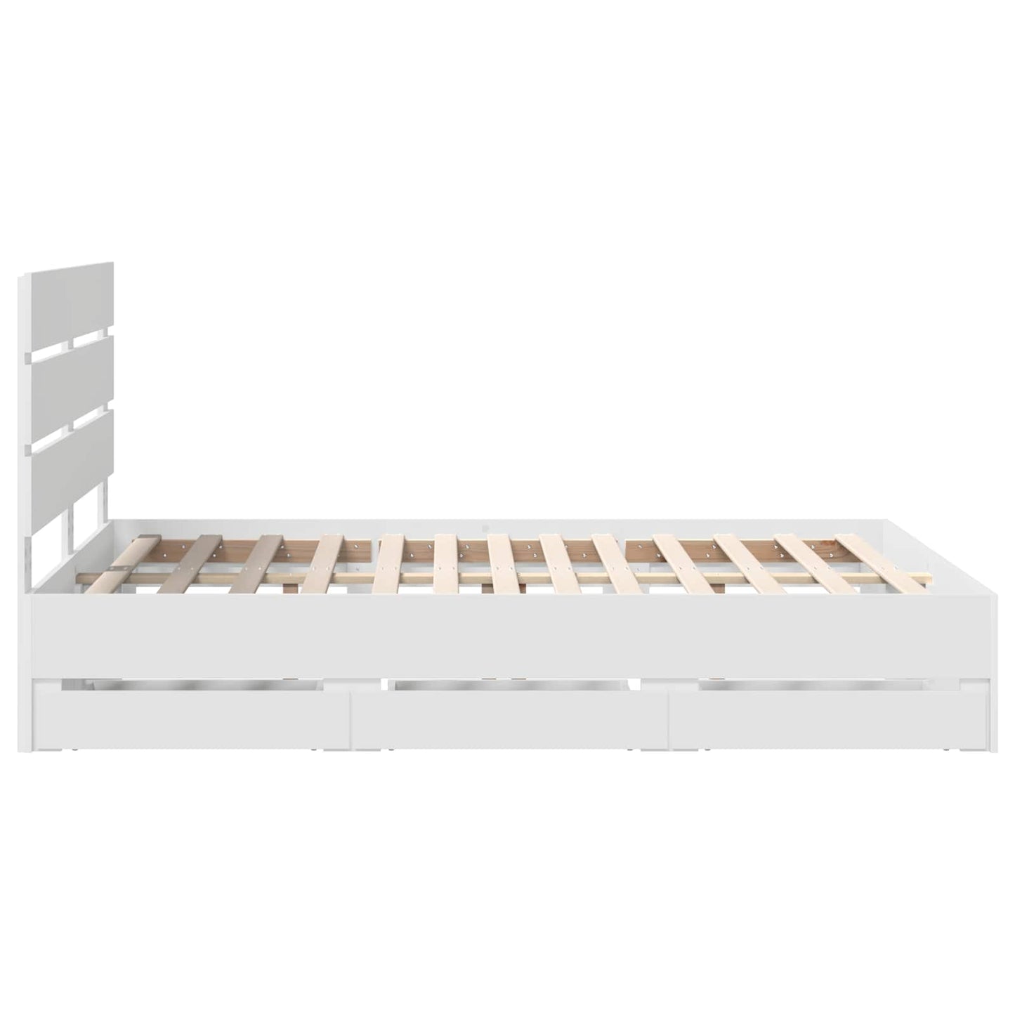Bed Frame with Drawer White 150 x 200 cm Engineer Wood