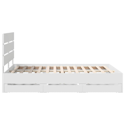 Bed Frame with Drawer White 150 x 200 cm Engineer Wood