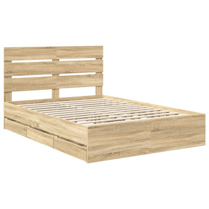 Bed Frame with Drawer Sonoma Oak 150 x 200 cm Engineer Wood