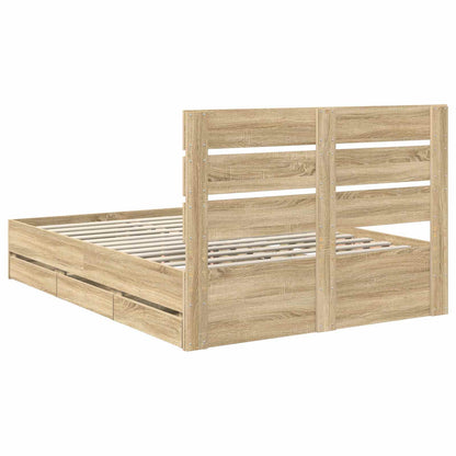 Bed Frame with Drawer Sonoma Oak 150 x 200 cm Engineer Wood