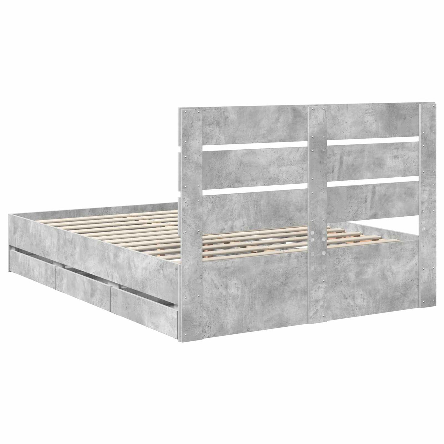 Bed Frame with Drawer Concrete Grey 150 x 200 cm Engineer Wood