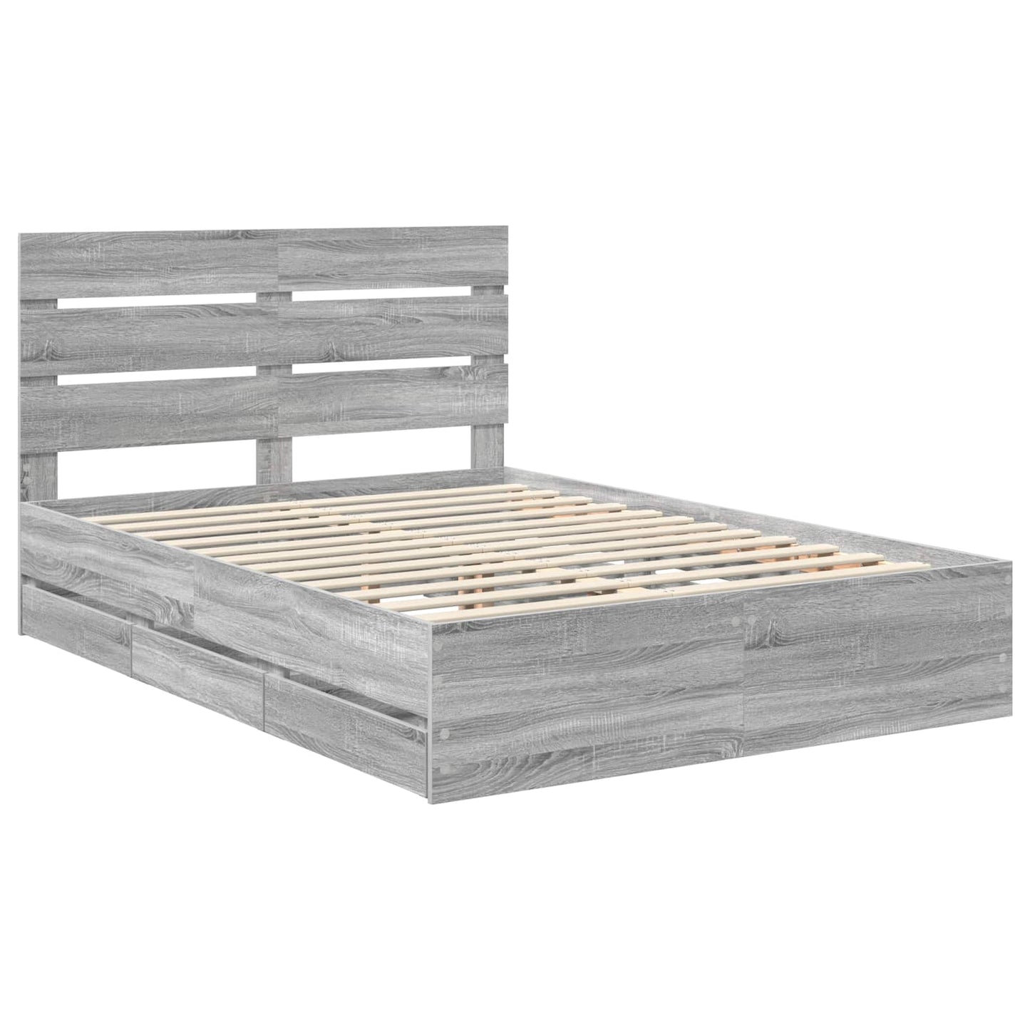 Bed Frame with Drawer Grey Sonoma 150 x 200 cm Engineer Wood