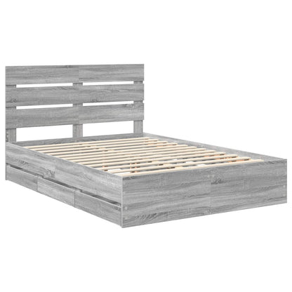 Bed Frame with Drawer Grey Sonoma 150 x 200 cm Engineer Wood