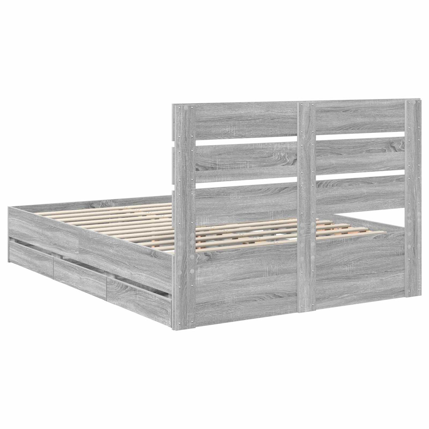 Bed Frame with Drawer Grey Sonoma 150 x 200 cm Engineer Wood