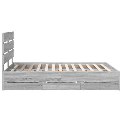 Bed Frame with Drawer Grey Sonoma 150 x 200 cm Engineer Wood