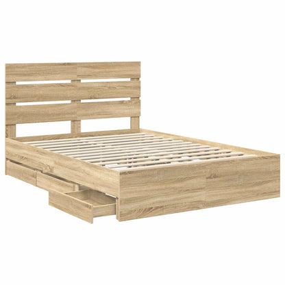 Bed Frame with Drawer Sonoma Oak 140 x 200 cm Engineer Wood