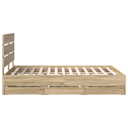 Bed Frame with Drawer Sonoma Oak 140 x 200 cm Engineer Wood