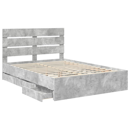 Bed Frame with Drawer Concrete Grey 140 x 200 cm Engineer Wood