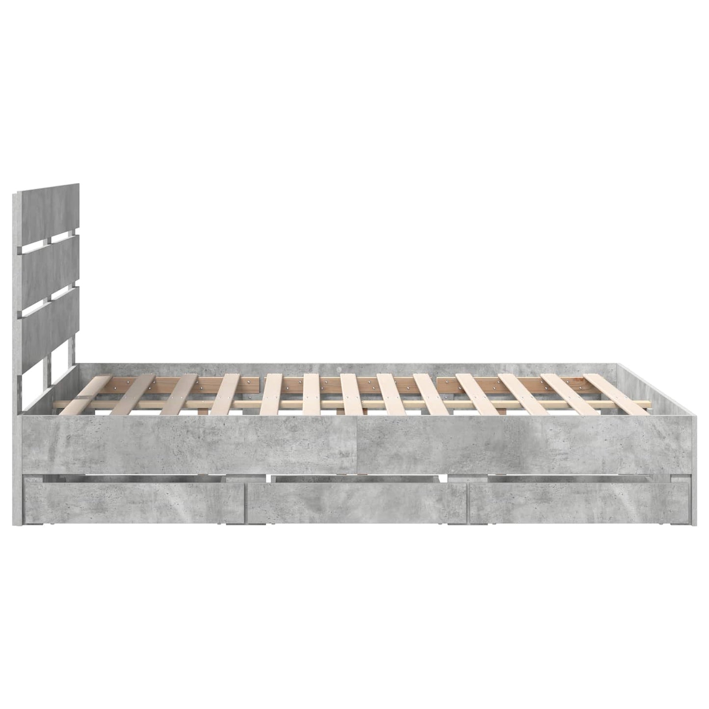 Bed Frame with Drawer Concrete Grey 140 x 200 cm Engineer Wood