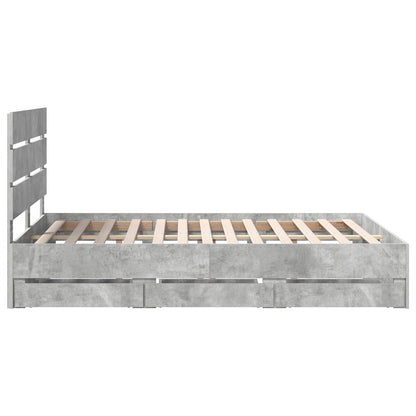 Bed Frame with Drawer Concrete Grey 140 x 200 cm Engineer Wood