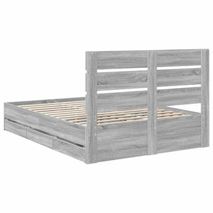 Bed Frame with Drawer Grey Sonoma 140 x 200 cm Engineer Wood