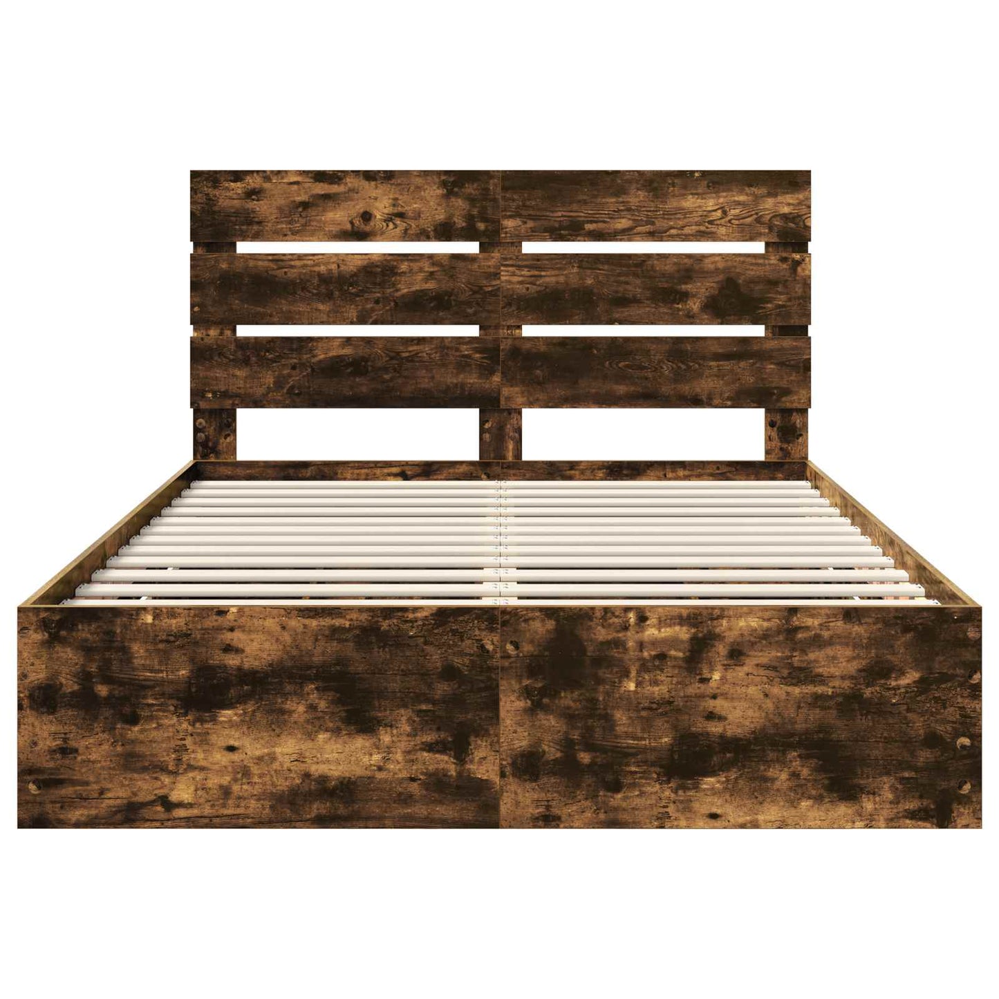 Bed Frame with Drawer Smoked Oak 140 x 190 cm Engineer Wood