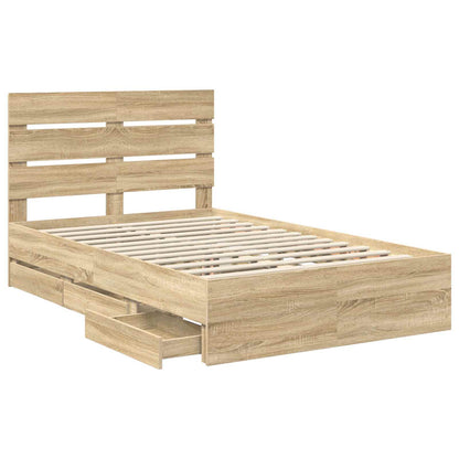 Bed Frame with Drawer Sonoma Oak 120 x 190 cm Engineer Wood