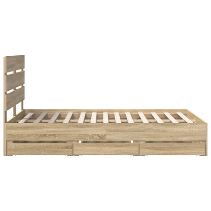 Bed Frame with Drawer Sonoma Oak 120 x 190 cm Engineer Wood