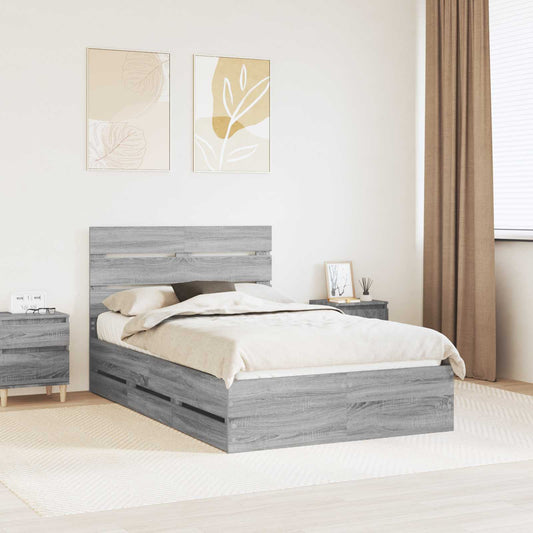 Bed Frame with Drawer Grey Sonoma 120 x 190 cm Engineer Wood