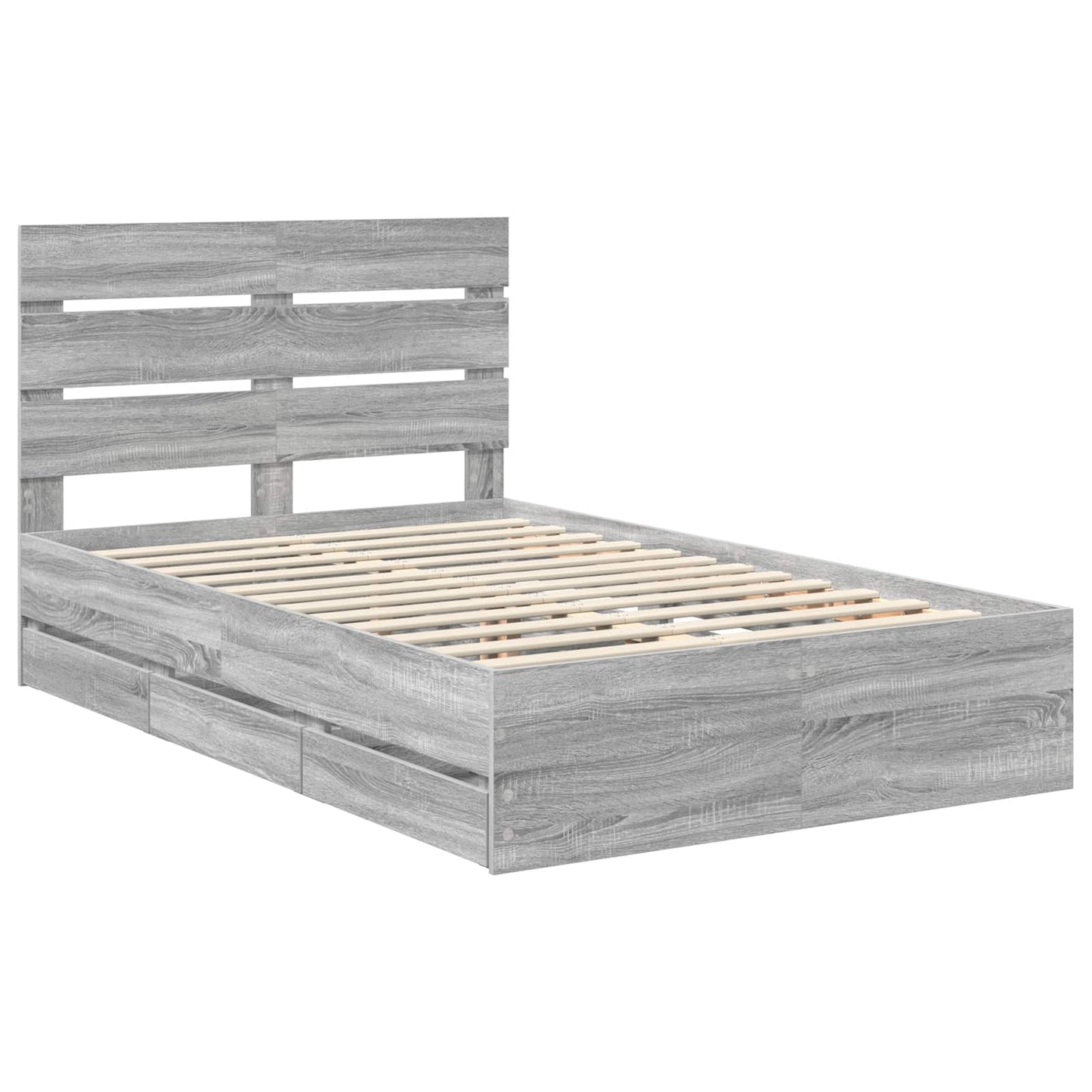 Bed Frame with Drawer Grey Sonoma 120 x 190 cm Engineer Wood