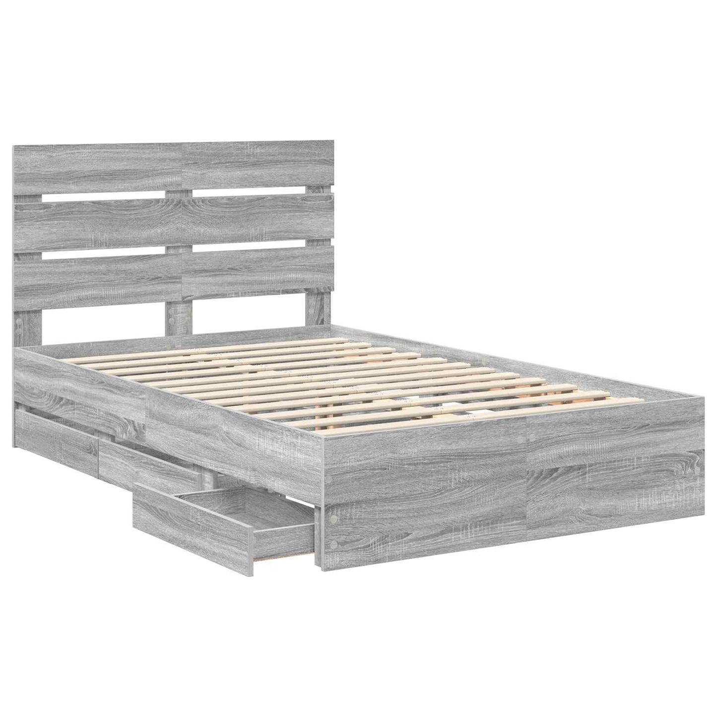 Bed Frame with Drawer Grey Sonoma 120 x 190 cm Engineer Wood