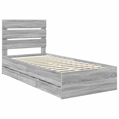 Bed Frame with Drawer Grey Sonoma 100 x 200 cm Engineer Wood