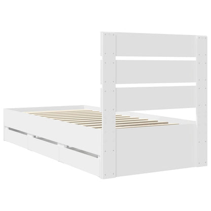 Bed Frame with Drawer White 90 x 200 cm Engineer Wood