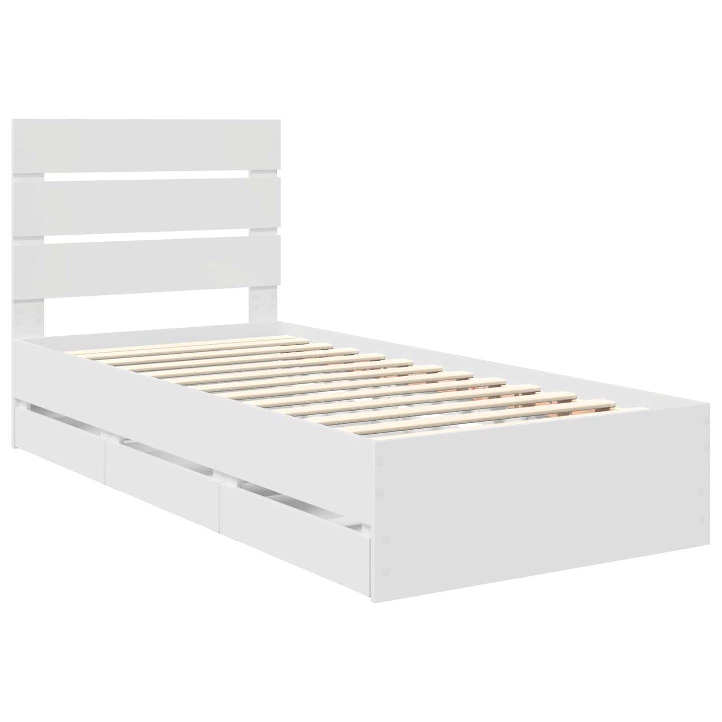 Bed Frame with Drawer White 90 x 190 cm Engineer Wood