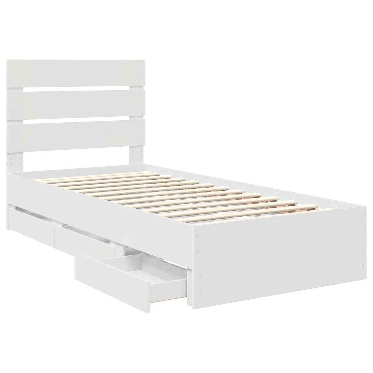 Bed Frame with Drawer White 90 x 190 cm Engineer Wood