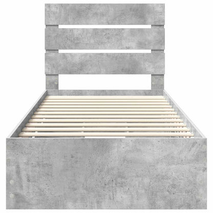 Bed Frame with Drawer Concrete Grey 90 x 190 cm Engineer Wood