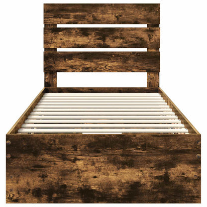 Bed Frame with Drawer Smoked Oak 90 x 190 cm Engineer Wood