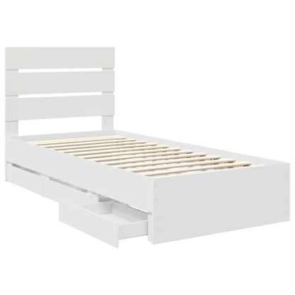 Bed Frame with Drawer White 75 x 190 cm Engineer Wood