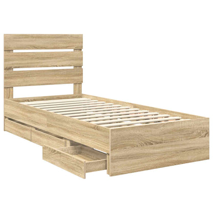 Bed Frame with Drawer Sonoma Oak 75 x 190 cm Engineer Wood