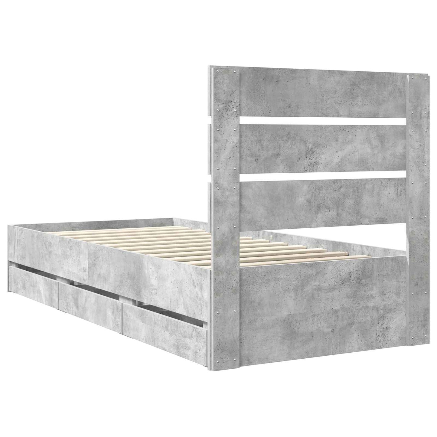 Bed Frame with Drawer Concrete Grey 75 x 190 cm Engineer Wood