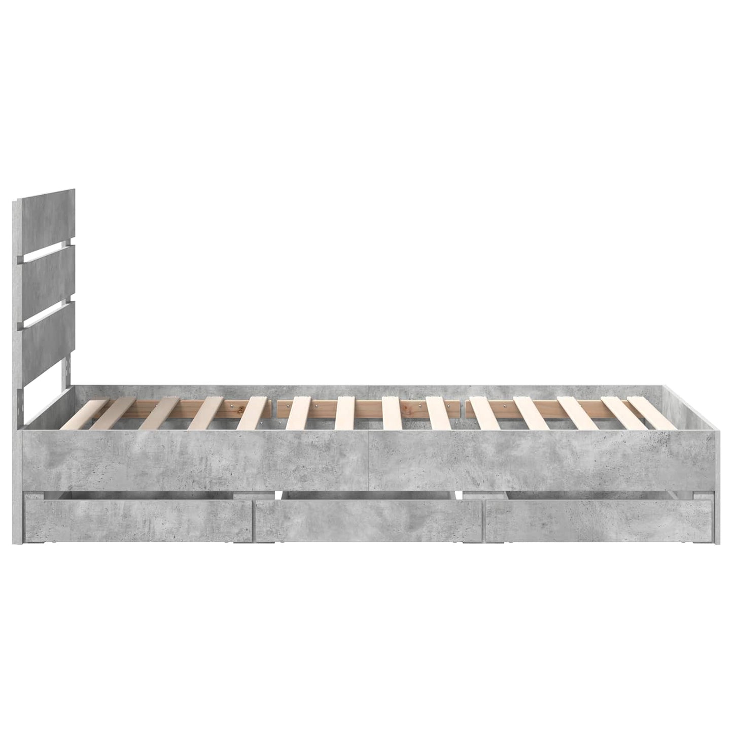 Bed Frame with Drawer Concrete Grey 75 x 190 cm Engineer Wood