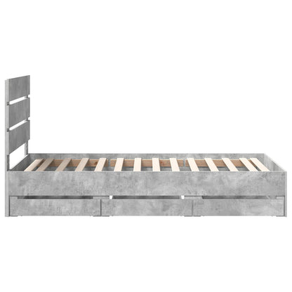 Bed Frame with Drawer Concrete Grey 75 x 190 cm Engineer Wood